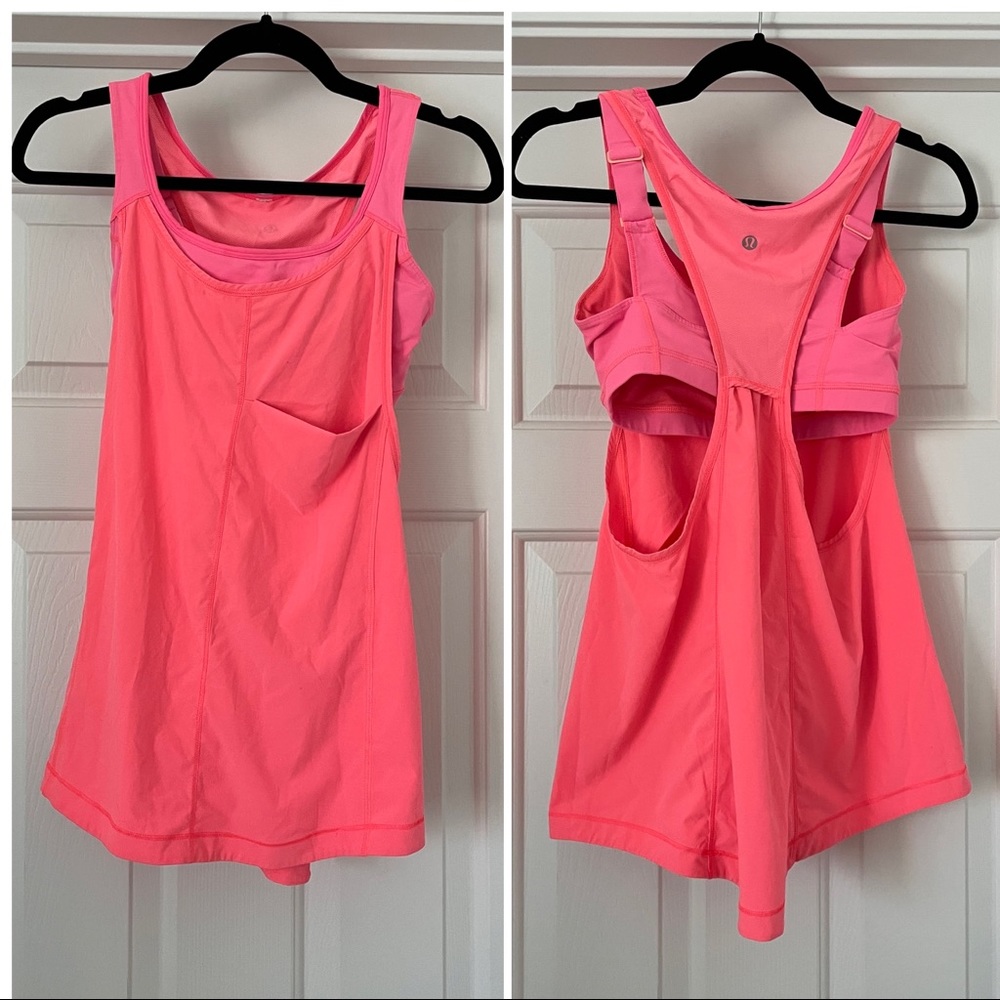 Lululemon Pink Orange Tank - Built in bra - 4